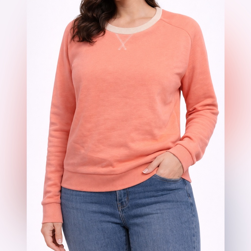 Primark Coral Scoopneck Crew Sweatshirt with Cream Trim